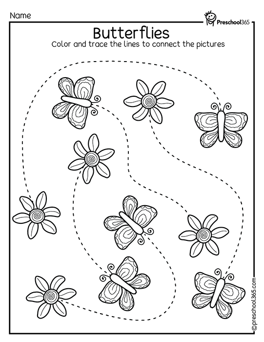 Fun butterfly line tracing worksheet for kids