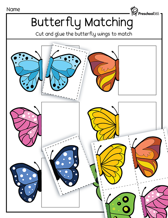 Free and fun butterfly wing matching activities for kids