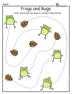 Frog Line Tracing Preschool Printables