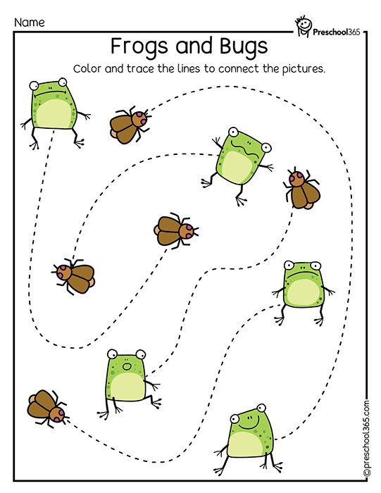 Frog Line Tracing Preschool Printables