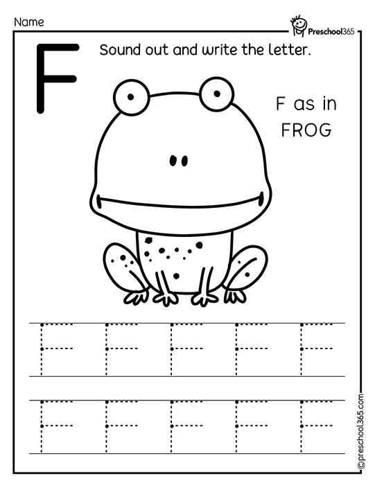 F as in Frog. Free Printable f is for frog activity printables and worksheets for your next spring or frog theme