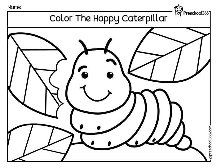 Free Caterpillar Coloring Worksheet For Preschool Children