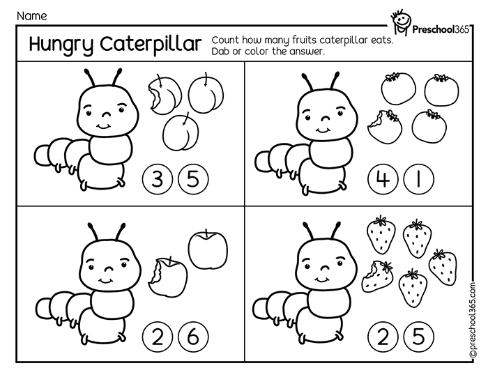Free Caterpillar Number Counting Activities For Preschool Kids