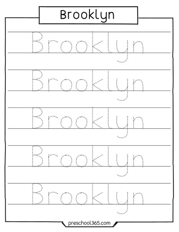 free-preschool-name-tracing-activity-sheet-brooklyn-o | Preschool365