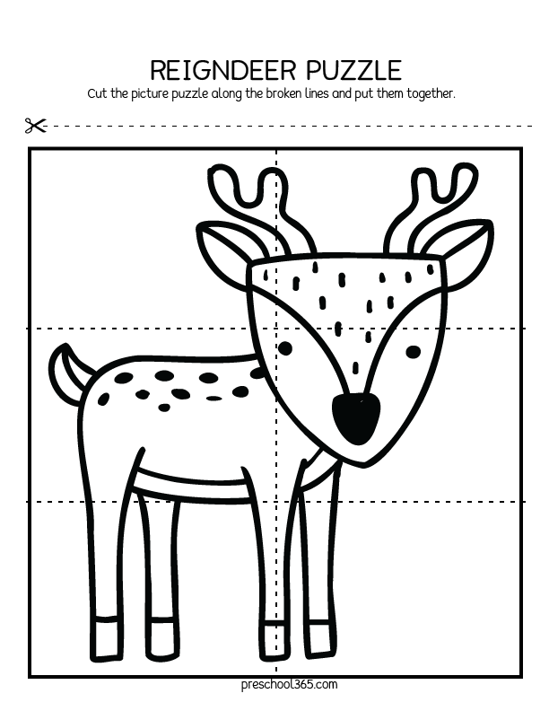 Free Christmas puzzle sheets for coloring