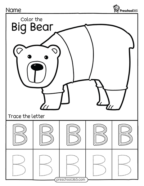 Trace the uppercase letter Brown bear theme for kids