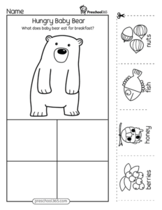 What do Brown bears Eat preK worksheet