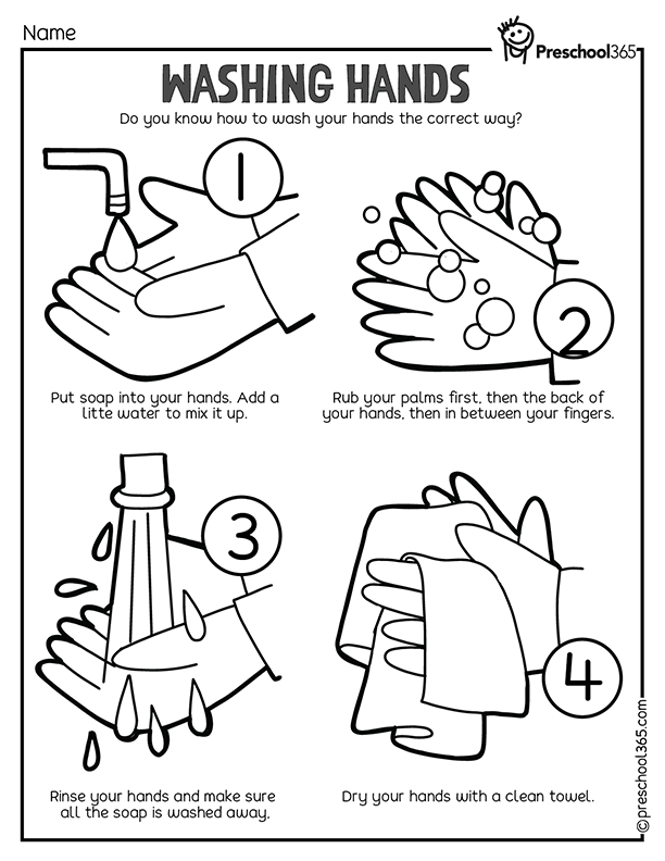 How to wash hands Prek worksheet