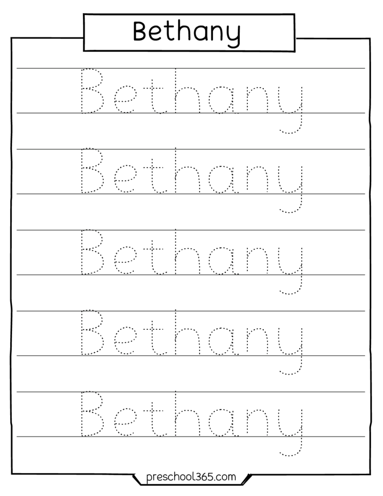 Free homeschool name tracing activity sheets for preschool kids