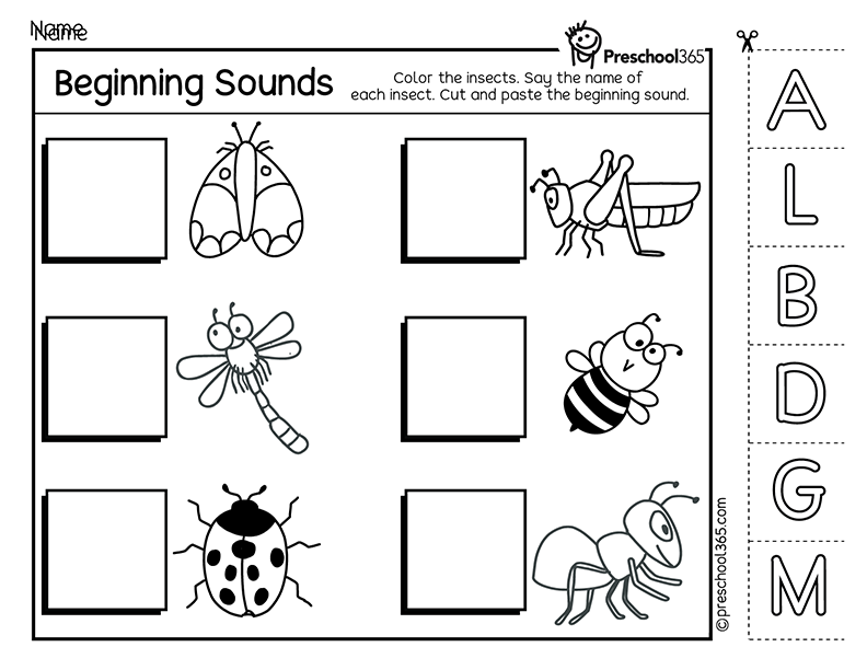 Insect theme beginning sounds