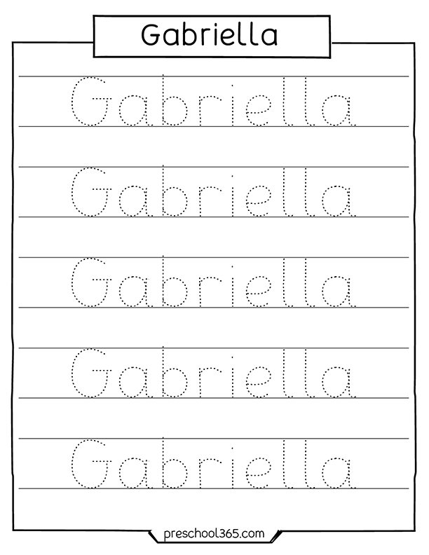 Free preschool name tracing practice sheets