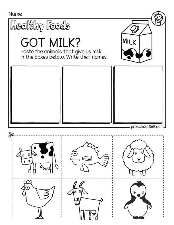 Kindergarten sources of milk activities