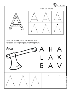 Free UPPERCASE A Letter Tracing Activity sheet for preschool children