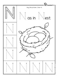 Free Uppercase Letter N Tracing Activity worksheet for Preschool children