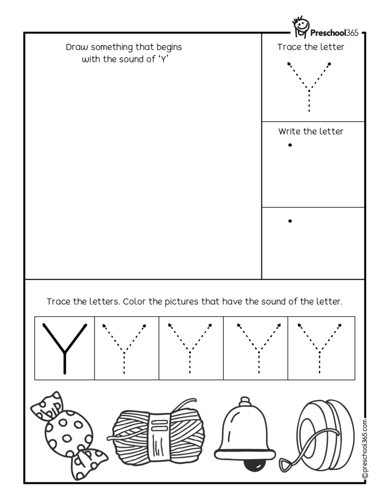 Free UPPERCASE Y Letter Tracing Activity sheet for HOMESCHOOL children