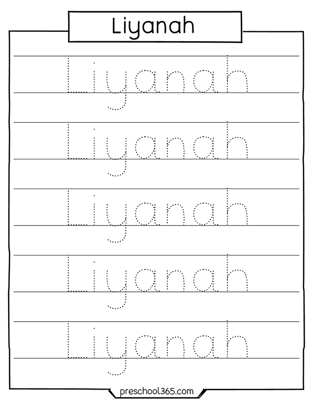 Free Preschool name tracing activity sheets for kids