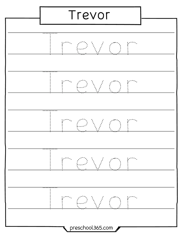 Free homeschool name tracing activity sheets for preschool kids