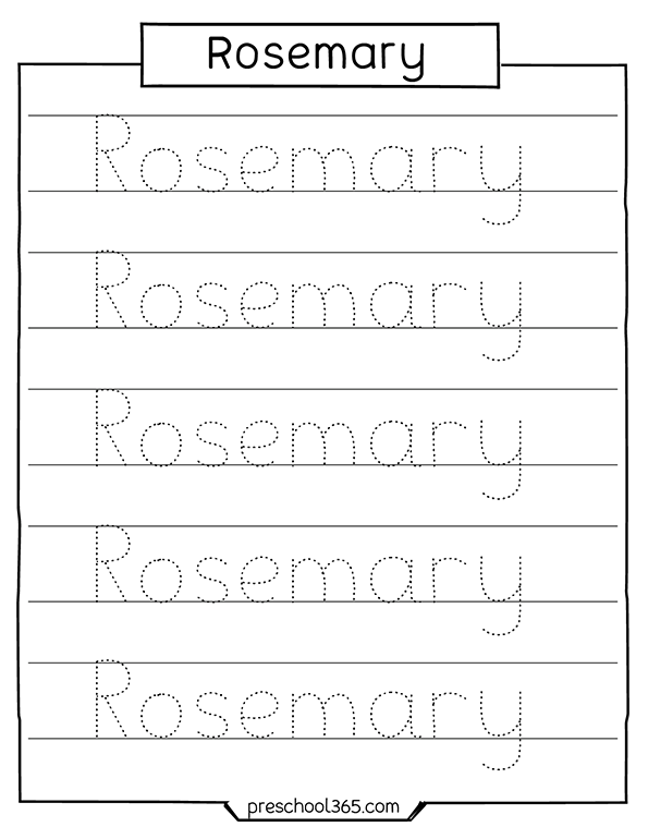 Kids Name tracing activity for Rosemary