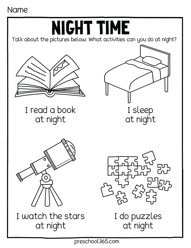 Things I can do at nighttime preschool kids