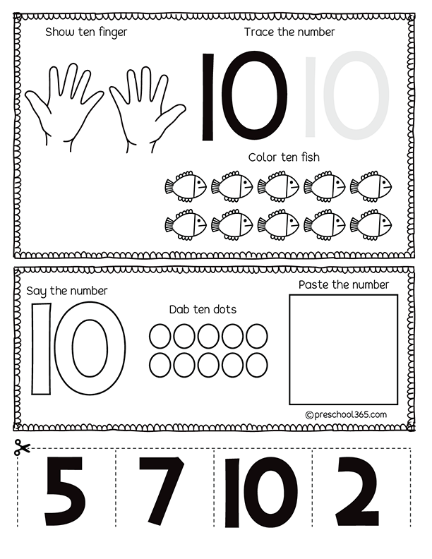 Quality Fish Fingers Theme Number 10 counting printables