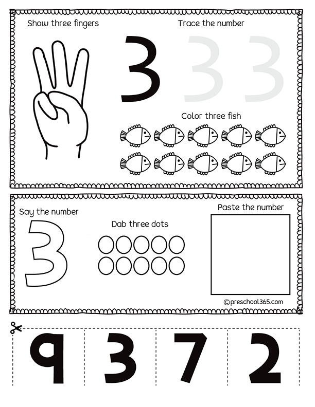 Number 3 tracing sheet for kids