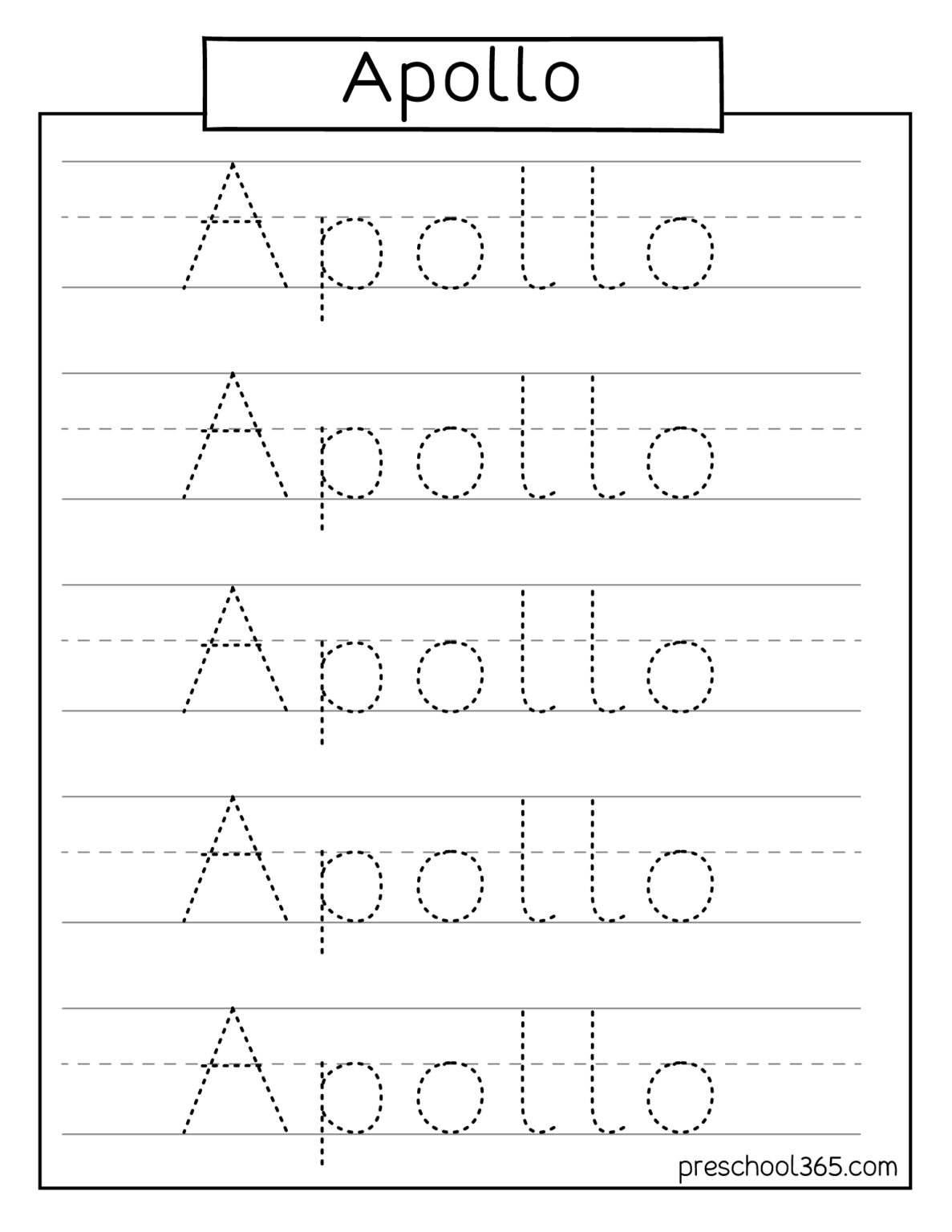 MYLA MIKAYLA APOLLO HUDSON PRESCHOOL NAME TRACING SHEETS | Preschool365