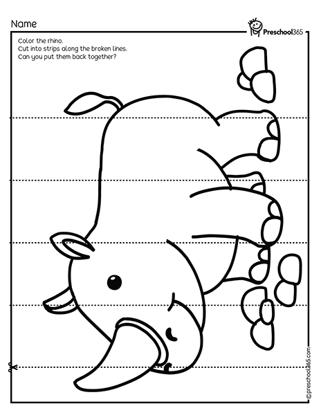 Color the rhinoceros preschool activity