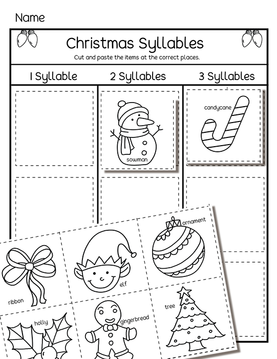 Christmas Syllables Kindergarten