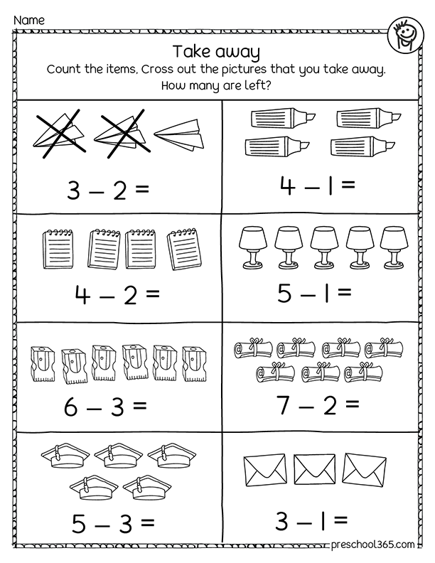 Free Kindergarten and 1st Grade Subtraction Activity download Sheets