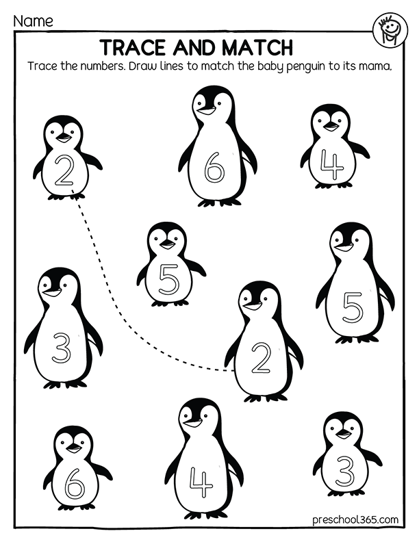 Cold climate animals number worksheet for pre kids