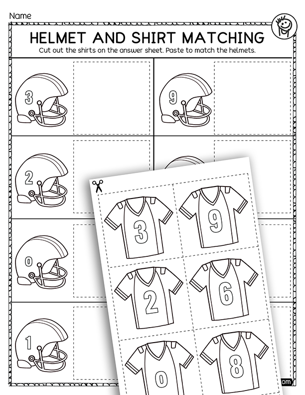 New England Patriots Super Bowl Preschool Activity Worksheet