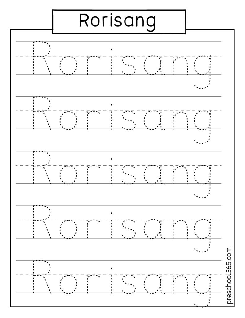 Rorisang Name tracing sheet