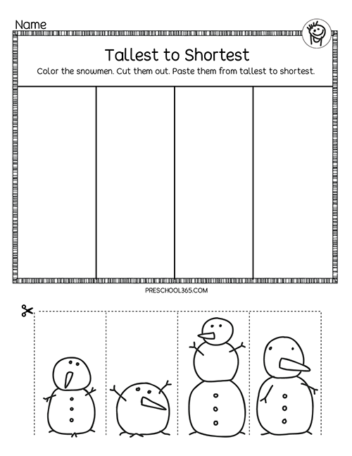 Free winter activity worksheet for preschool homeschool