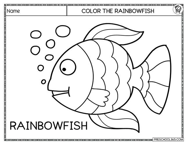 Free rainbowfish coloring activity for preschool homeschool SAHM