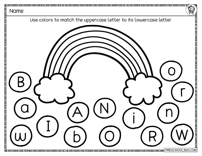 Rain bow uppercase and lowercase matching preschool activity