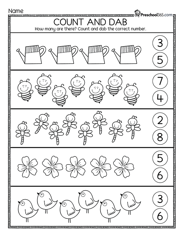 Fun preschool spring activity worksheets for preschoolers and pre-Kkids