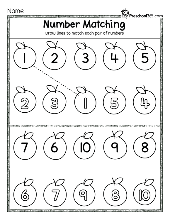 Free number matching printables for kids