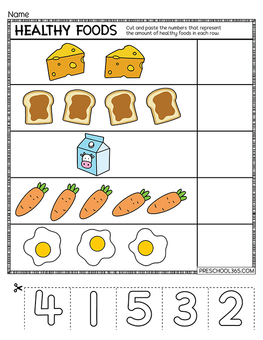 Healthy Foods Printables for homeschool kids