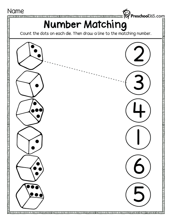 dice and number matching resources for preschool teachers