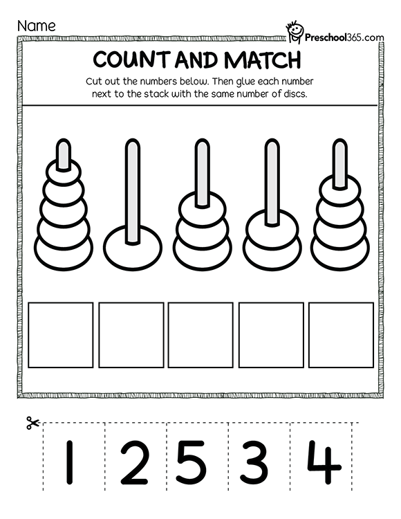 Preschool stacking and number matching activity