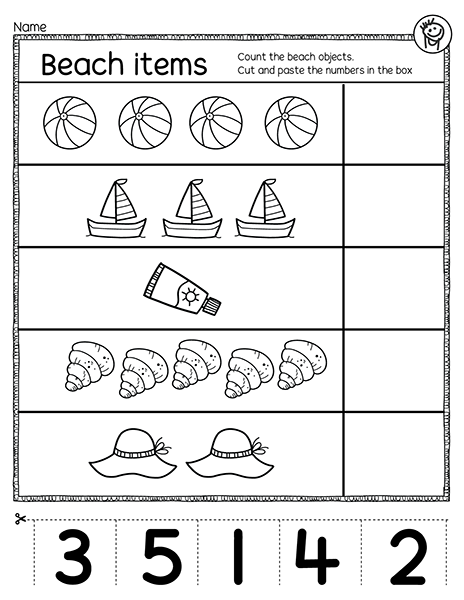 Fun preschool beach theme number counting activity