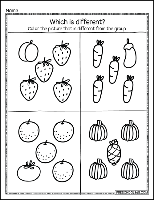 Fun same and fiffeent activity for homeschool kids